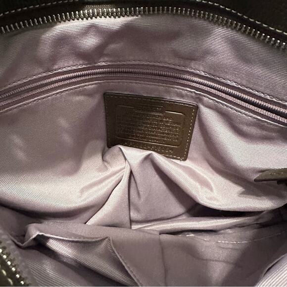 Coach hobo brown leather pebbled shoulder crossbody purse bucket bag - Picture 4 of 5